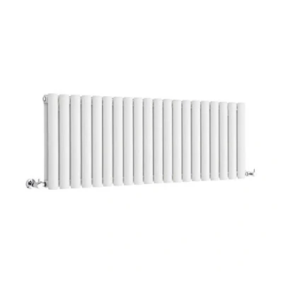 Image of Milano Aruba White Horizontal Double Oval Panel Radiator 400mm x 1180mm