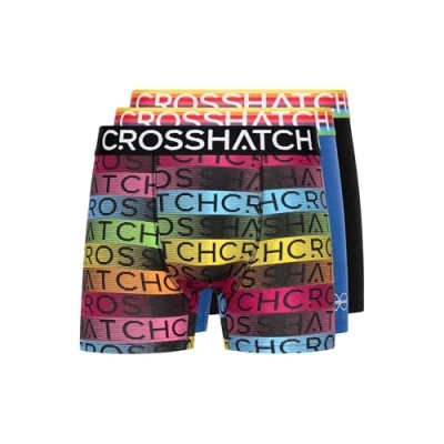 Image of Crosshatch Men&#039;s 3 Pack Rainbow Mix Style Boxer Short(M,Rainbow Mix/Black Mix)