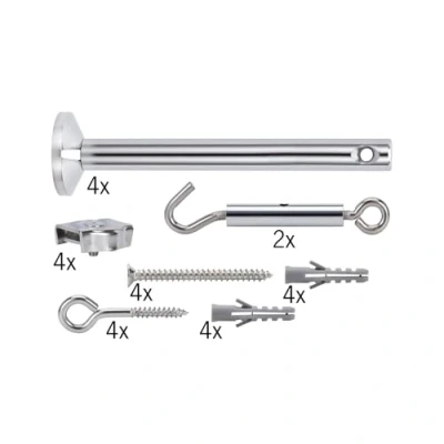 Image of Paulmann 17834 Cable Accessory Tension mounting Set 165 mm Chrome Accessories Halogen Systems 12V Includes Deflector Eyelets dowels tensioner Flat Clips