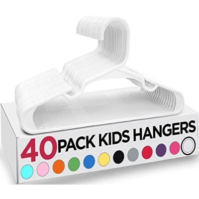 Image of Utopia Home Plastic Kids Hangers for Clothes Pack of 40 Durable and Slim Baby Space Saving Children&#039;s All Purpose Garment Trouser Skirt Bar Toddler (White)