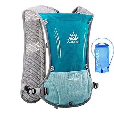 Image of AONIJIE 5L Outdoor Sport Multifunctional Camping Backpack Cycling Running Climbing Hiking Hydration Vest Pack (Light blue+1.5l Bladder, OneSize)