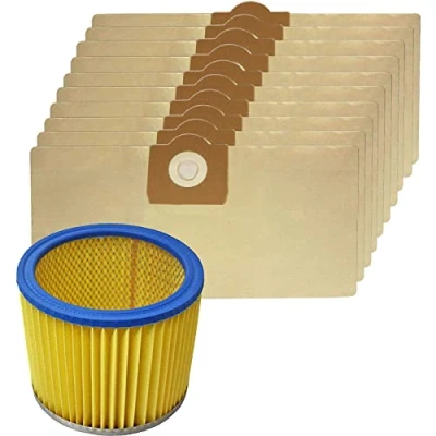 Image of Spares2go Filter &amp; Dust Bags Kit for Earlex Powervac Combivac WD1000 WD1100 WD1200P Vacuum Cleaner (Pack of 10)