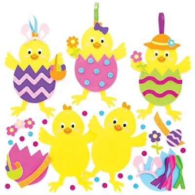 Image of Baker Ross Easter Chick Mix &amp; Match Decorations Pack of 8, Crafts, Craft For Kids (AT435)