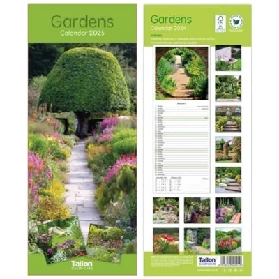 Image of Orbitron 2025 Slim Month To View Spiral Bound Photo Wall Calendar Puppies Kittens Flowers Wildlife (Garden)