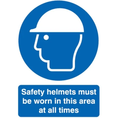 Image of Sitesafe Safety Helmets Must Be Worn in This Area Rigid PVC Sign 210 x 297mm
