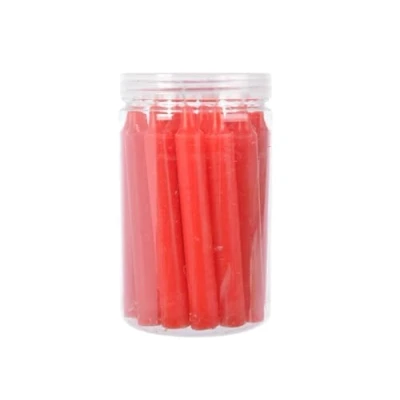 Image of Red Mini Dinner Taper Candles Tub Of 22 Christmas Candle 10cm 1.4H Burn Time