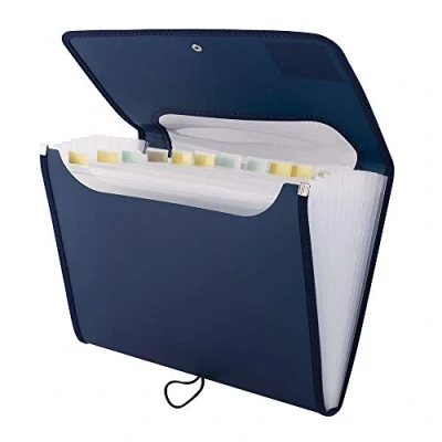 Image of D.RECT 5590 A4 12 Pocket Expandable Folder Binder Documents Accordion Pockets Briefcase Perfect for Office, School and Home Marine