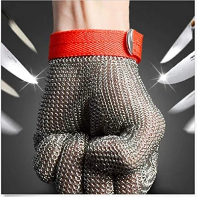 Image of Ambidextrous Safety Cut Proof Stab Resistant Stainless Steel Metal Mesh Butcher Glove High Performance Level 5 Protection
