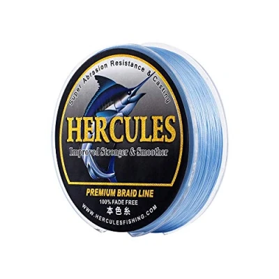 Image of HERCULES Braided Fishing Line, Not Fade, 109 Yards PE Lines, 8 Strands Multifilament Fish 40lb Test for Saltwater and Freshwater, Abrasion Resistant, Blue, 40lb, 100m