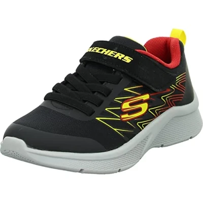 Image of Skechers Microspec Advance Trainers for kids, Size: 3, Black/silver Textile/synthetics