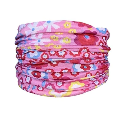 Image of Pink Flowers Print Multifunction Neckwarmer Snood Hat Scarf Cycling Bandana Balaclava Face Mask by Monogram
