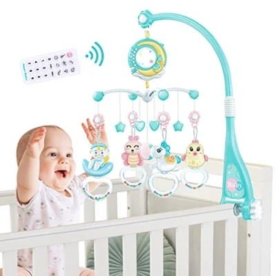 Image of Mobile Baby, Baby Bed Electric with Music and Light Timing Function Projector, Sleep Aid Box, Toy 150 Melodies, for Newborn Gift Boys Girls