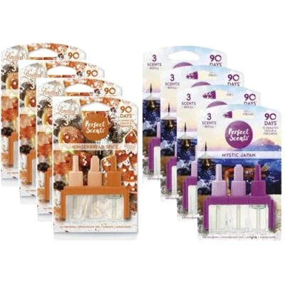 Image of 8Pack Air Freshener Plug in Refill 3volution Compatible with 8Pcs Wax Melts (Mystical Japan &amp; Gingerbread Spice)