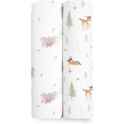Image of aden + anais™ essentials cotton muslin 2 pack swaddle blanket elephant circus (Disney+friends)