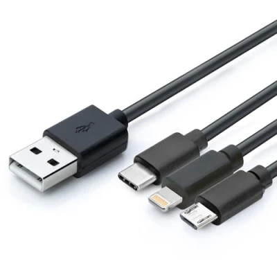 Image of Status USB A to C, 8 Pin, or Micro Cable, 1M, 18W Fast Charging, High Speed Data Transfer, Black, Durable, Pack of 1 (ATML1MPVCBL10)