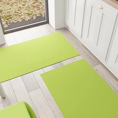 Image of PETTI Artigiani Italiani Kitchen Rug, Runner, Washable, Non Slip, Rug Plain Colour, 52 x 180 cm, Light Green, 100% Made in Italy