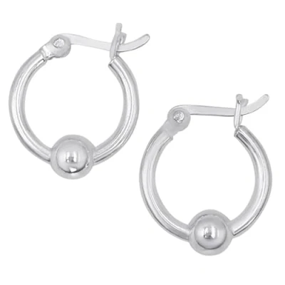 Image of Silverly 925 Silver Small Hoop Earrings 17 mm Round Tube Ball Hoops for Women Chunky Design With Saddleback Closure Ladies Fine Jewellery Gifts