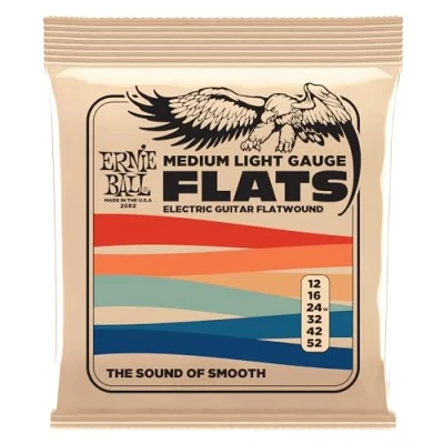 Image of Ernie Ball Medium Light Flatwound Electric Guitar Strings 12 52 Gauge