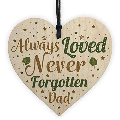 Image of RED OCEAN Special Dad Wooden Heart Memorial Grave Tribute Verse Plaque Christmas Tree Decoration Keepsake
