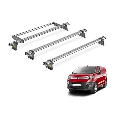 Image of Van Guard Trade Roof Rack for Citroen Dispatch (2016+) 3 Steel Bars &amp; Rear Ladder Roller [Only Suitable &#039;M&#039; Wheelbase Models with Twin Doors] UltiBar SB333 3/VGR 09