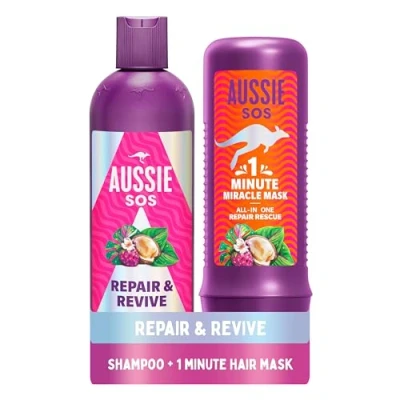 Image of Aussie Repair and Revive Shampoo Deep Conditioner Treatment Hair Mask Set