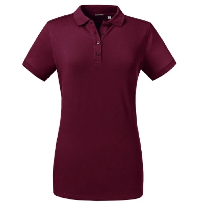 Image of Russell Athletic Womens/Ladies Tailored Stretch Polo (Burgundy) Size Small