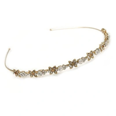 Image of Avalaya Bridal/Wedding/Prom Gold Plated Clear Crystal Butterfly Tiara Headband