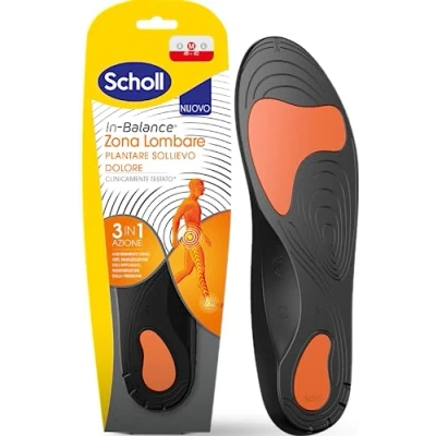 Image of Scholl in Balance Lower Back Pain Relief Insoles with Dual Layer Shock Absorbing Gel Flexible Lumbar Support, Size M (UK 8 10), 1 Pair