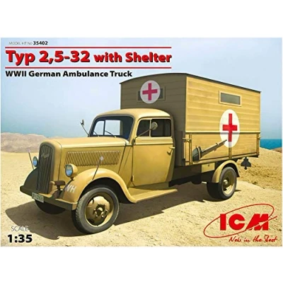 Image of ICM ICM35402 Opel 1:35 Typ 2,5 32 W/Shelter, WWII Ambulance Truck