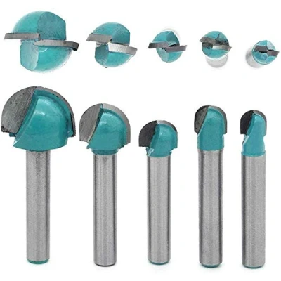 Image of DingGreat 5Pcs 6mm Shank Round Nose Cove Core Box Router Bit Bottom Milling Cutter for Woodworking