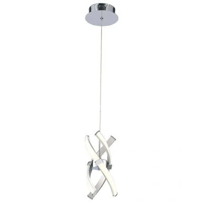 Image of Espirales Pendant 1 Light 12W LED 3000K, 840lm, Silver/Frosted Acrylic/Polished Chrome