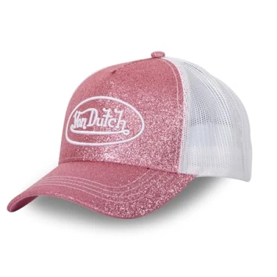 Image of Von Dutch Men&#039;s &amp; Women&#039;s GLITTER Trucker Cap, Adjustable and Authentic, Pink, One Size