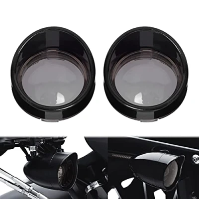 Image of HDBUBALUS Visor Style Turn Signals Light Covers Indicators Lens Fit for Harley Touring FLHX Sportster Softail Dyna Gloss Black