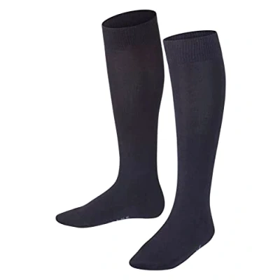 Image of FALKE Unisex Kids Family K KH Sustainable Cotton Long Plain 1 Pair Knee High Socks, Blue (Dark Marine 6170) new eco friendly, 12 2.5
