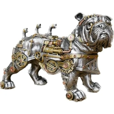 Image of Venture Vehicles Ltd Mechanical Cog Detailed Steampunk Themed Quirky British Bulldog Resin Ornament