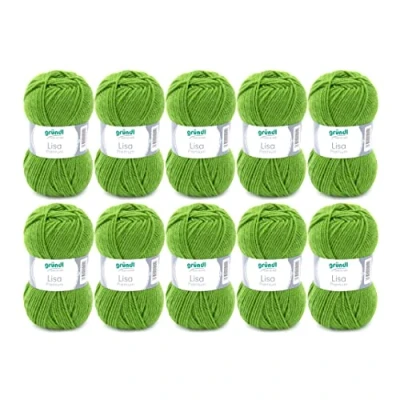 Image of Gründl Lisa Premium Uni Pack of 10 Balls, Acrylic, Evergreen 33, 10x 50g