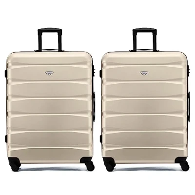 Image of Flight Knight Set of 2 Premium Suitcases Extra Stong Lightweight Luggage Hardcase with 4 Wheels &amp; Built in Lock (Set L+L)