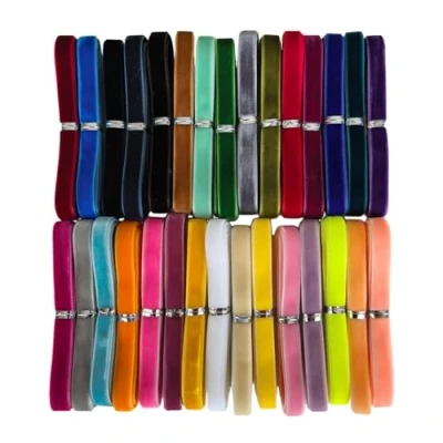 Image of Chenkou Craft 30 Yards 3/8&quot; 10mm Velvet Ribbon Total Colors Assorted Lots Bulk