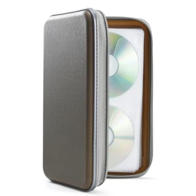 Image of DVSICK DVD Case, 96 Capacity Plastic CD Holder Case Portable Travel Protective Zipper For Car Storage Wallet Bag(Olive)
