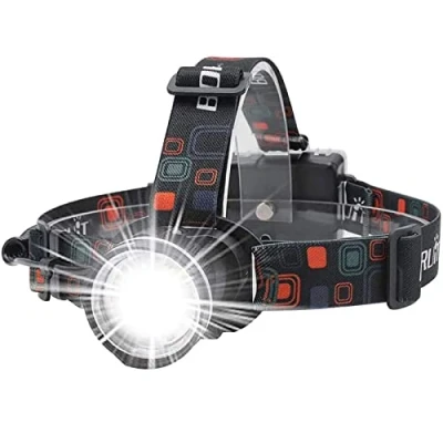 Image of BORUiT 1000 Lumens LED Head Torch with White Light, 3 Modes Adjustable Headlamp, IPX4 Waterproof Headlight for Running, Camping, Hiking and More