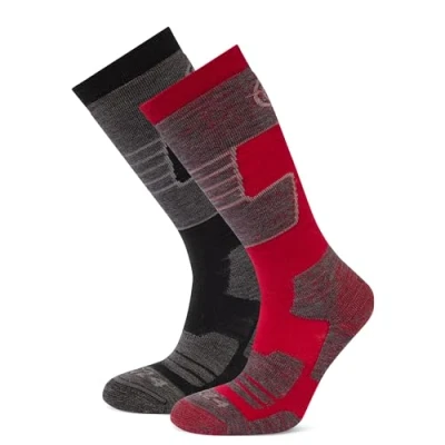 Image of TOG24 Linz Mens Ski Socks Padded With Left Right Design, Non Slip Grip Cuffs, Re Inforced Toe &amp; Heel, Flat Seam Plus Elastic Arch Ankle Support