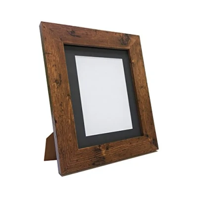 Image of Metro Vintage Wood Photo Picture Poster Frame with Black Mount A2 Image Size A3 (Plastic Glass)