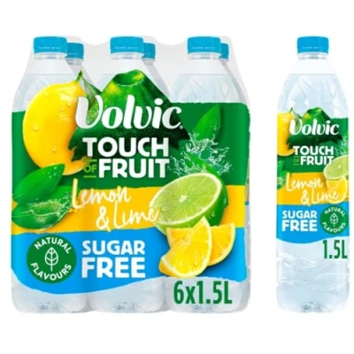 Image of Sugar Free Volvic Touch of Fruit Flavoured Water 1.5L (6x1.5L, Lemon &amp; Lime)