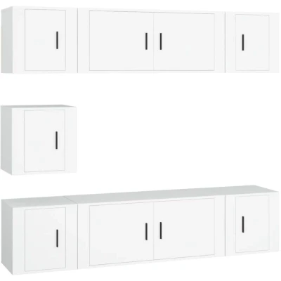 Image of vidaXL 7 Piece TV Cabinet Set White Engineered Wood