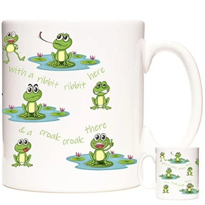 Image of Frog Gift Mug. with a Ribbit Here. Pictures on 11oz Coffee Mug/Tea Cup. for Fans