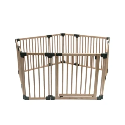 Image of Safetots Wooden Play Den, Pentagon, 5 x 120cm, Natural Wood, Baby Playpen, Den for Toddlers, Large Pen, Easy Installation