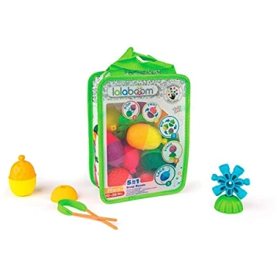 Image of Lalaboom Preschool Educational Beads Montessori Shapes and Colors Construction Game Learning Toy for Babies Children from 10 Months to 4 Years Old BL230, 28 Pieces