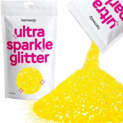 Image of Glitter Fluorescent Yellow Ultra Sparkle Sequins Nail Face Festival Christmas Halloween Makeup Chunky 100g / 3.5oz
