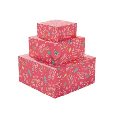 Image of Merry Christmas Red Gift Wrap Pack Contains 2 Sheets &amp; Tags Wrapping Paper 736216
