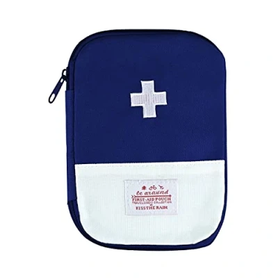 Image of Travel Mini First Aid Pouch, Portable Kit Storage Bag for Medicine Boxes WishLotus Medical Kits Empty Sports Camping Hiking Outdoor Activities Emergency (Blue)